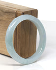 Baikalla Icy Light Green "Half-Round" Jadeite Jade Bangle Bracelet (52mm) 