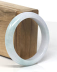 Baikalla Green & White "Half-Round" Jadeite Jade Bangle Bracelet (55.4mm) 