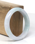 Baikalla Green & White "Half-Round" Jadeite Jade Bangle Bracelet (55.4mm) 
