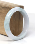Baikalla Green & White "Half-Round" Jadeite Jade Bangle Bracelet (55.4mm) 