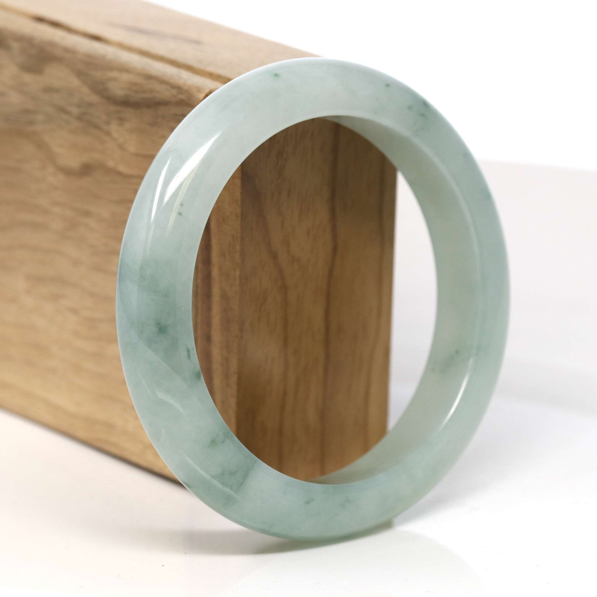 Baikalla Jewelry Jadeite Jade Bangle Bracelet Baikalla "Half Round" Unique Blue Green Jadeite Jade Bangle Bracelet (57.65 mm) #T351