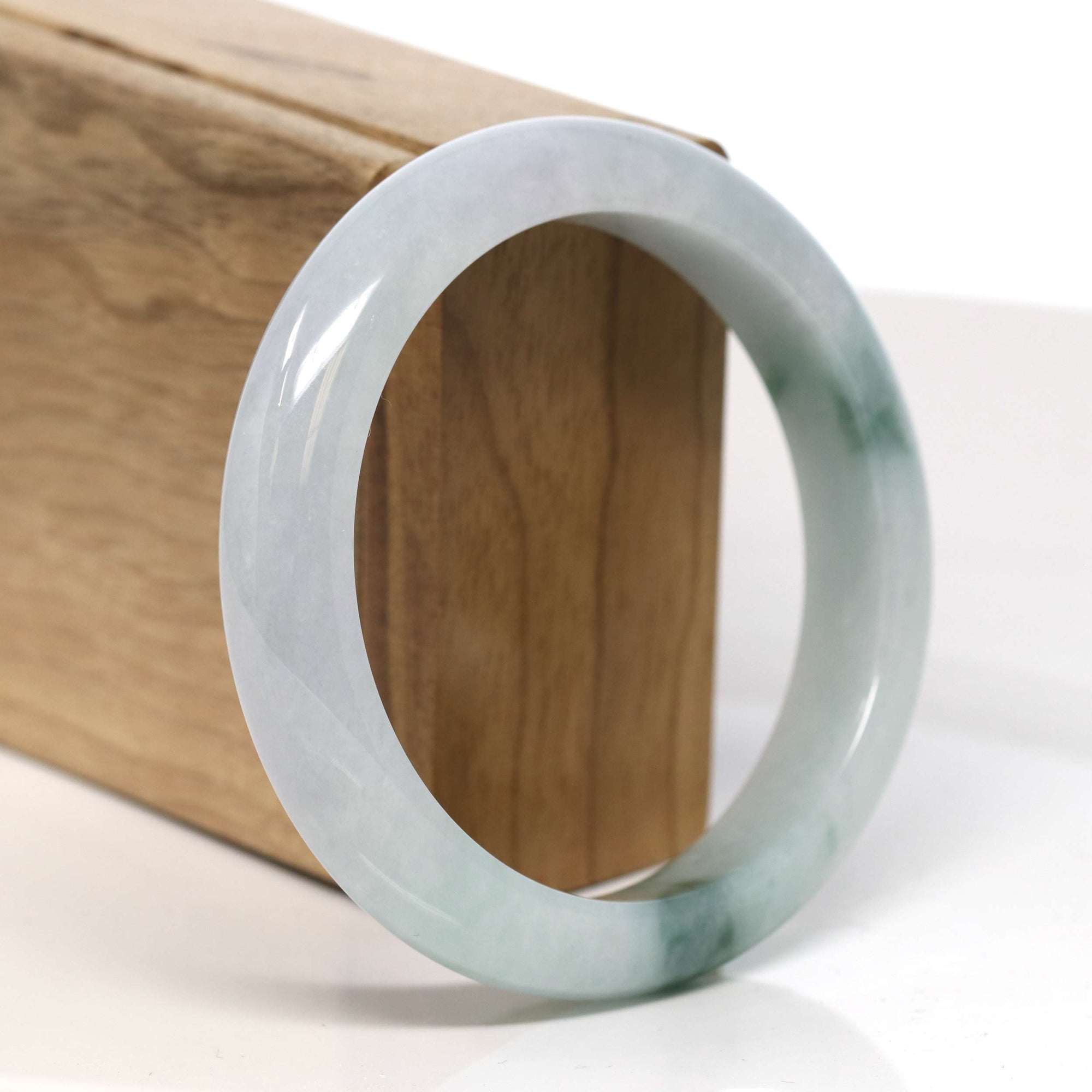 Baikalla Jewelry Jadeite Jade Bangle Bracelet Baikalla "Half Round" Blue-Green Jadeite Jade Bangle Bracelet (58.40 mm) #T346