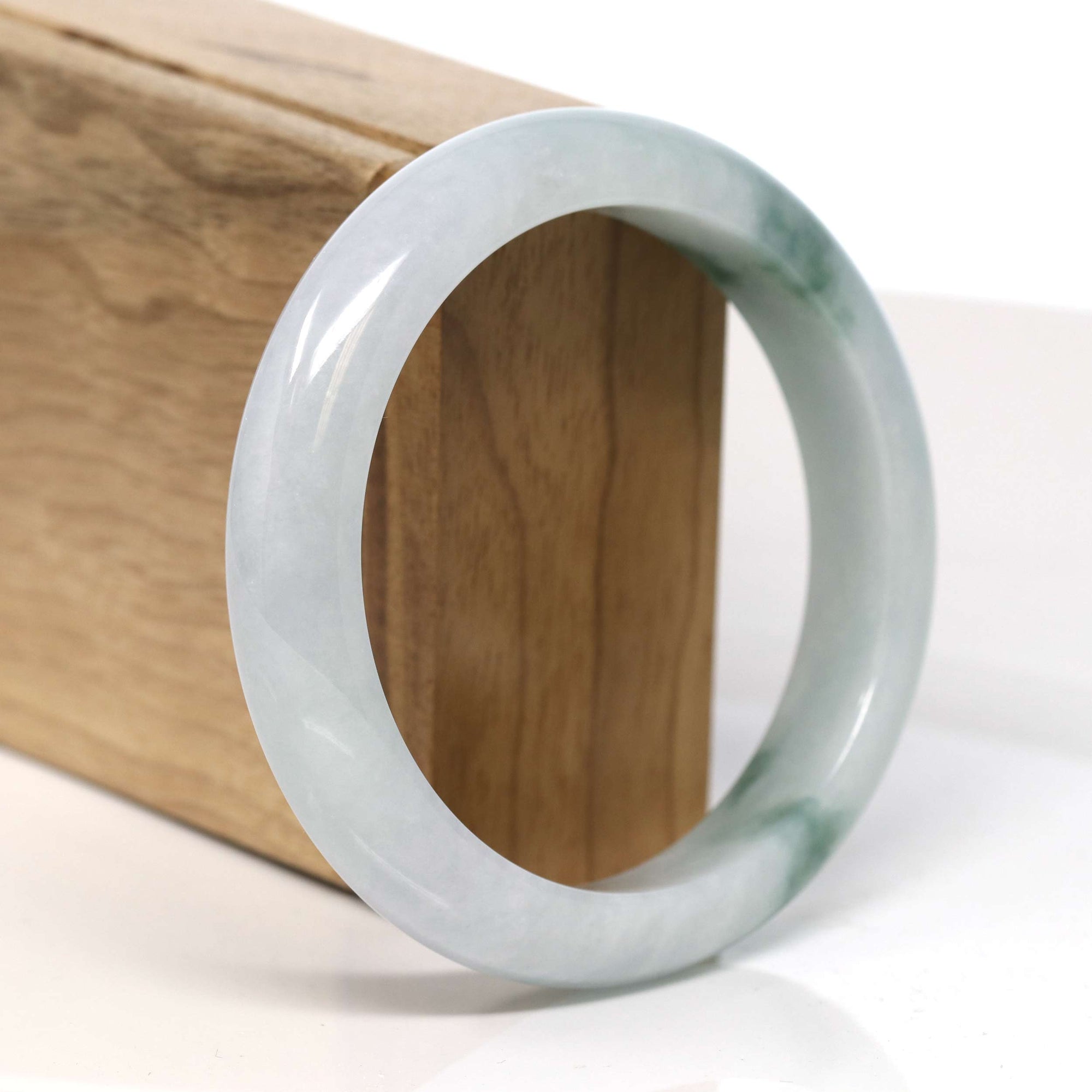 Baikalla Jewelry Jadeite Jade Bangle Bracelet Baikalla "Half Round" Blue-Green Jadeite Jade Bangle Bracelet (58.40 mm) #T346