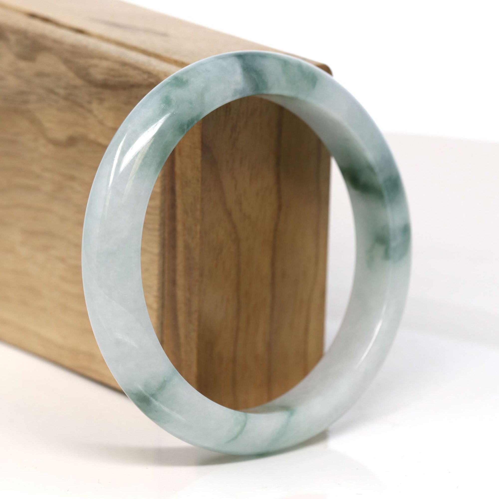 Baikalla Jewelry Jadeite Jade Bangle Bracelet Baikalla "Half Round" Light Lavender Jadeite Jade Bangle Bracelet (59.30 mm) #T344