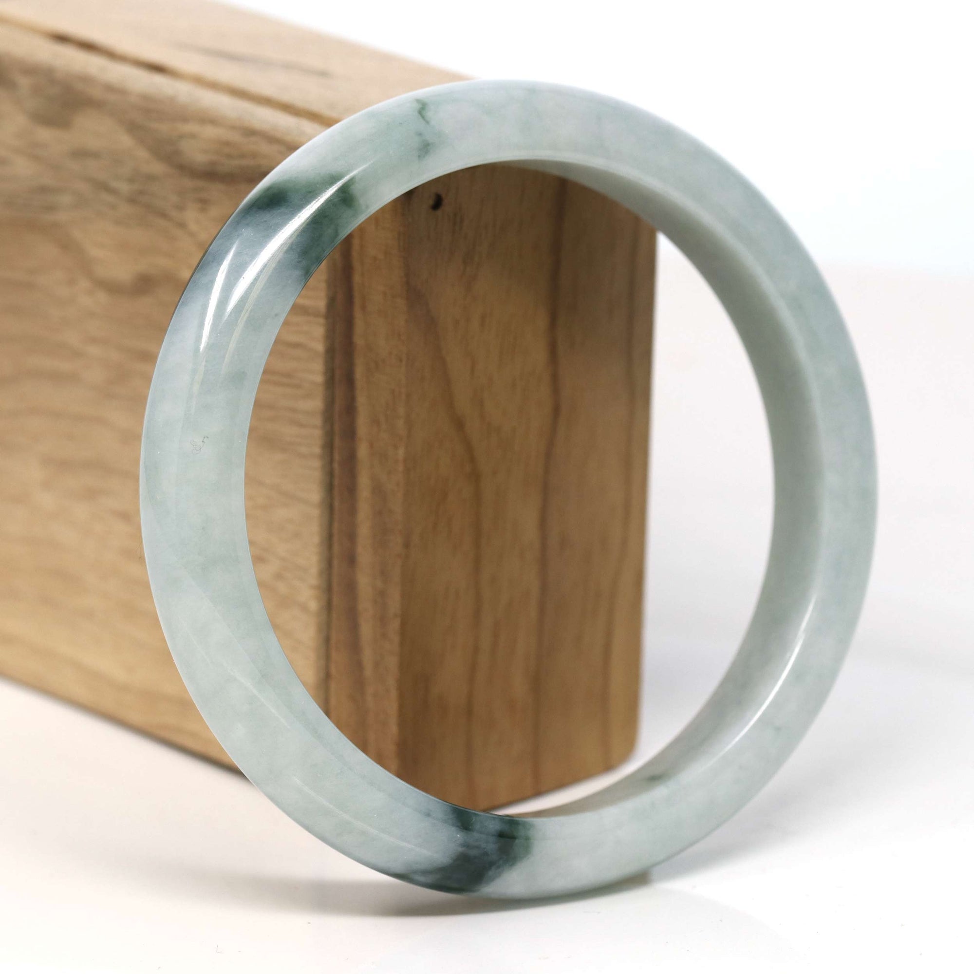 Baikalla Jewelry Jadeite Jade Bangle Bracelet Baikalla &quot;Half Round&quot; Blue Green Jadeite Jade Bangle Bracelet (62.55 mm) 