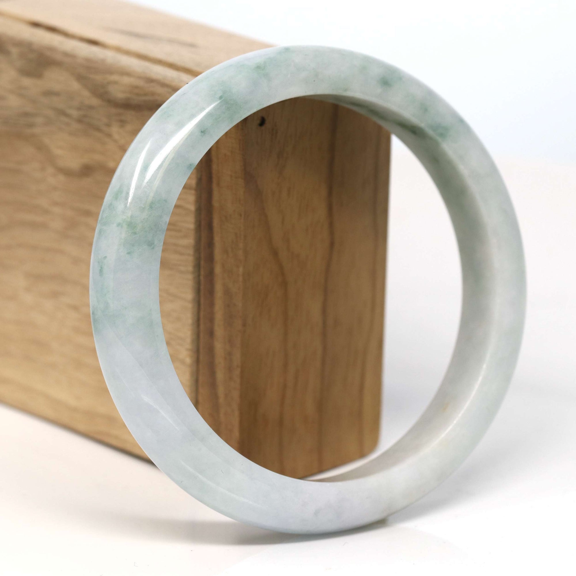 Baikalla Jewelry Jadeite Jade Bangle Bracelet Baikalla &quot;Half Round&quot; Blue Green Jadeite Jade Bangle Bracelet (62.32 mm) 