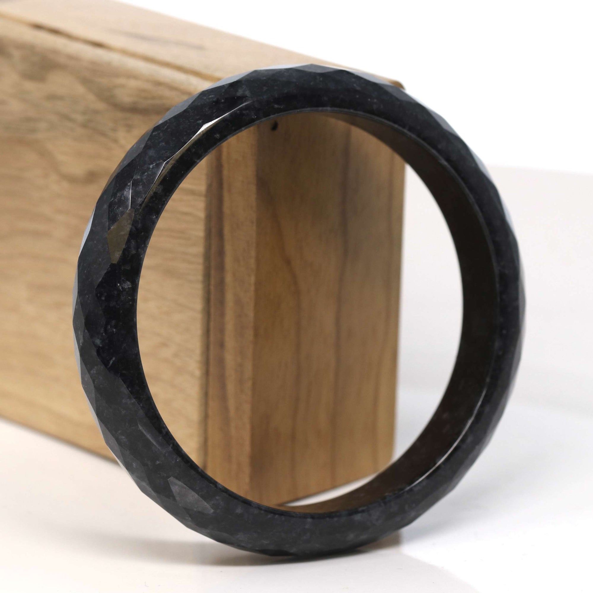 Baikalla Jewelry Jadeite Jade Bangle Bracelet Baikalla &quot;Half Round&quot; Diamond Cut WuJi Jadeite Jade Bangle Bracelet (60.49 mm) 