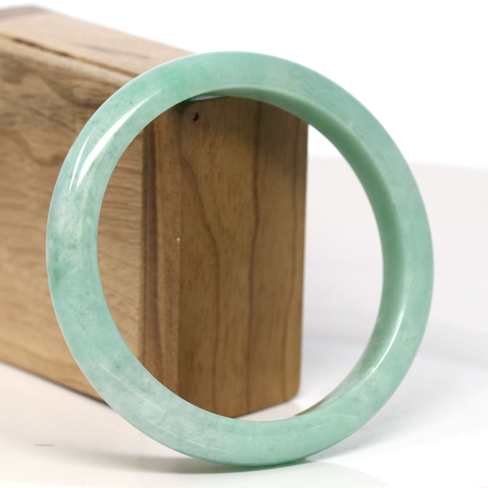 Baikalla Jewelry Jadeite Jade Bangle Bracelet Baikalla "Half Round"Green Jadeite Jade Bangle Bracelet (64.70 mm) #T372