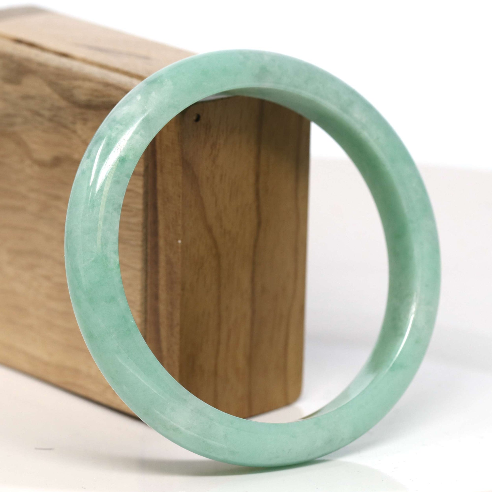 Baikalla Jewelry Jadeite Jade Bangle Bracelet Baikalla "Half Round"Green Jadeite Jade Bangle Bracelet (64.70 mm) #T372