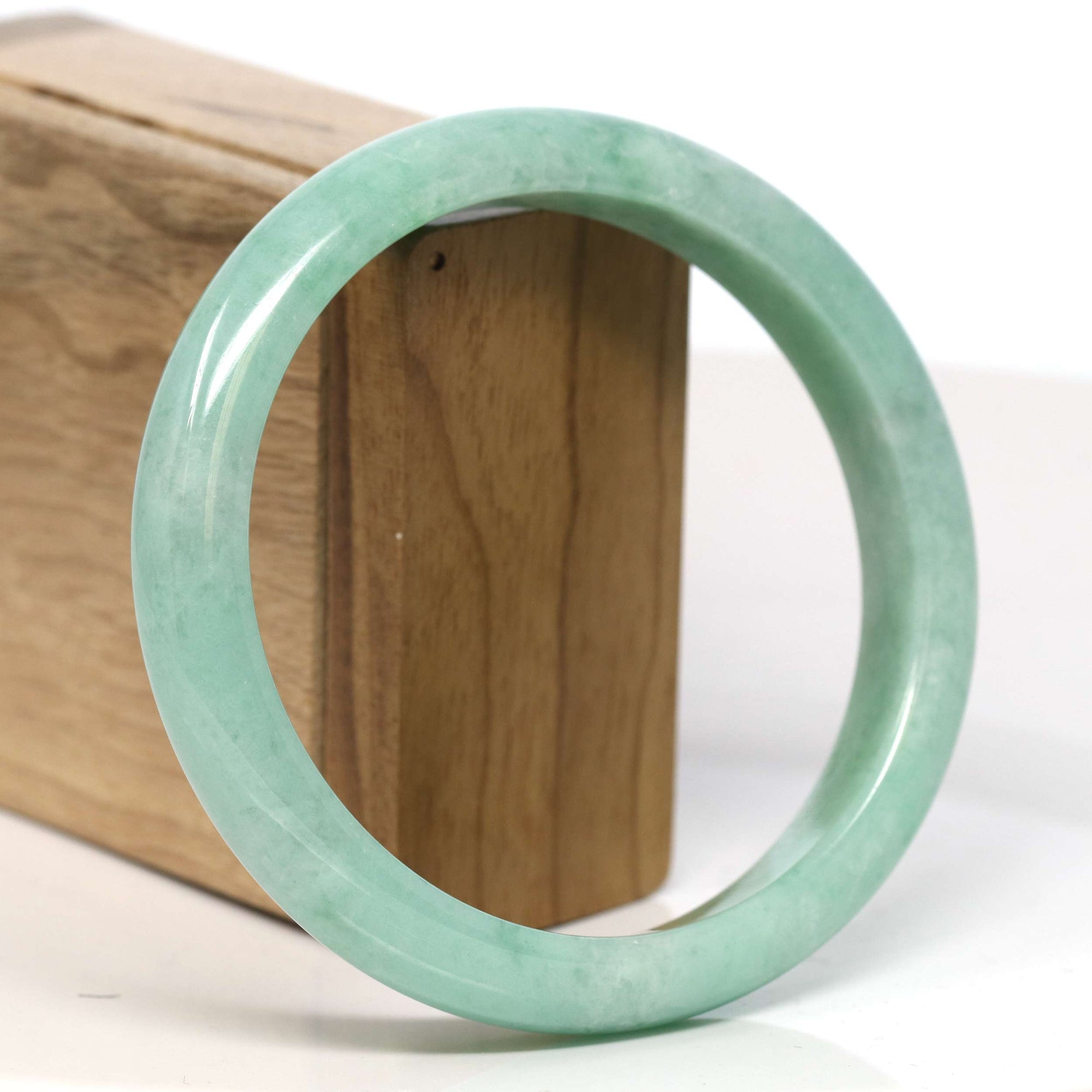 Baikalla Jewelry Jadeite Jade Bangle Bracelet Baikalla "Half Round"Green Jadeite Jade Bangle Bracelet (64.70 mm) #T372