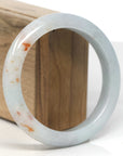 Baikalla Light Green & White W/ SaJin Jadeite Jade "Half Round" Bangle Bracelet (60.5mm) 