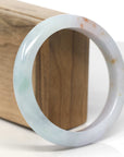 Baikalla Green & Light Lavender W/ SaJin Jadeite Jade "Half Round" Bangle Bracelet (60.4mm) 