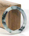 Baikalla Blue-Green Flowers & White Jadeite Jade "Traditional Full Round" Bangle Bracelet (54mm) 