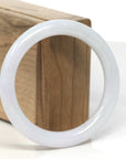 Baikalla White Jadeite Jade "Traditional Full Round" Bangle Bracelet (56mm) 