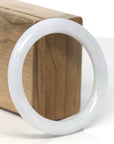 Baikalla White Jadeite Jade "Traditional Full Round" Bangle Bracelet (56mm) 