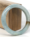 Baikalla Blue-Green W/ Honey-Brown Patch Jadeite Jade "Half Round" Bangle Bracelet (58.8mm) 