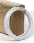 Baikalla Light Green & White-Lavender W/ SaJin Jadeite Jade "Half Round" Bangle Bracelet (56mm) 
