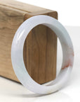 Baikalla Light Green & White-Lavender W/ SaJin Jadeite Jade "Half Round" Bangle Bracelet (56mm) 