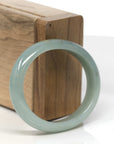 Baikalla Natural Green Jadeite Jade Oval "Half Round" Bangle Bracelet (53mm) 