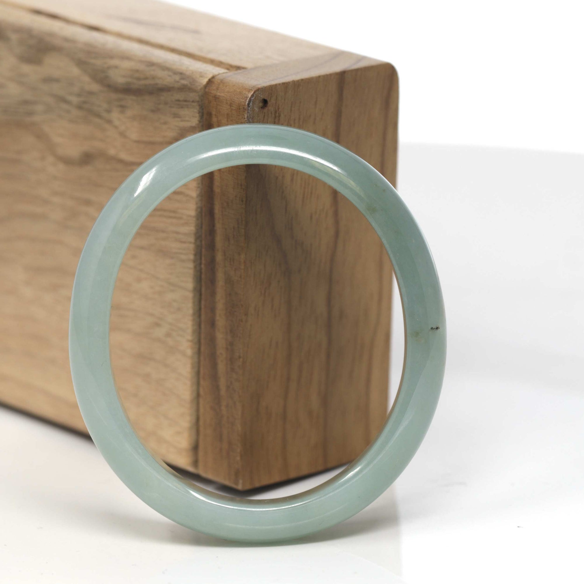 Baikalla Natural Green Jadeite Jade Oval &quot;Half Round&quot; Bangle Bracelet (53mm) 