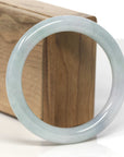 Baikalla Light Green & White Jadeite Jade "Traditional Full Round" Bangle Bracelet (56.5mm) 