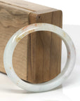 Baikalla Light Green W/ Sajin (Golden Dust) Jadeite Jade Oval "Half Round" Bangle Bracelet (56mm) 
