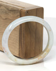 Baikalla Light Green W/ Sajin (Golden Dust) Jadeite Jade Oval "Half Round" Bangle Bracelet (56mm) 