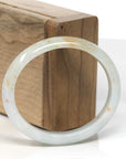 Baikalla Light Green W/ Sajin (Golden Dust) Jadeite Jade Oval "Half Round" Bangle Bracelet (56mm) 