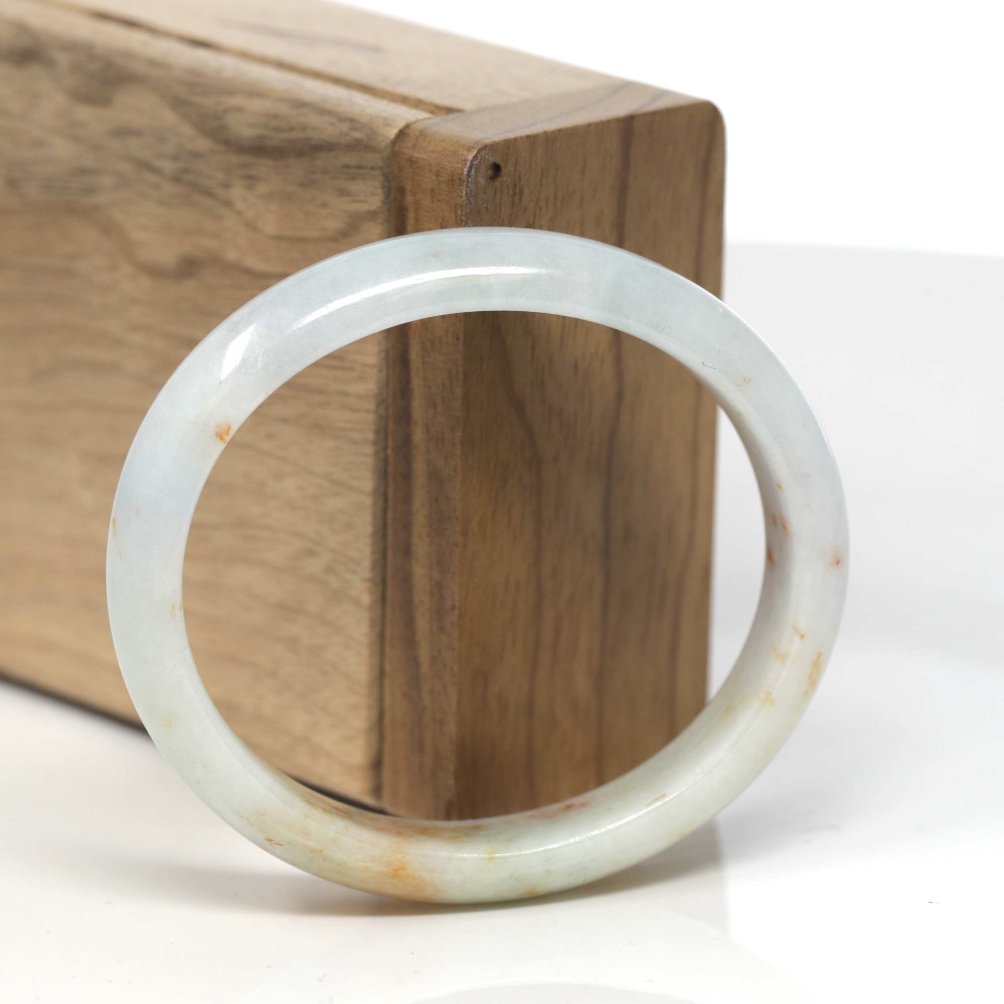 Baikalla Light Green W/ Sajin (Golden Dust) Jadeite Jade Oval "Half Round" Bangle Bracelet (56mm) 