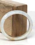 Baikalla Light Green W/ Sajin (Golden Dust) Jadeite Jade Oval "Half Round" Bangle Bracelet (56mm) 