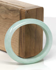Baikalla Light Apple-Green Jadeite Jade Oval "Half Round" Bangle Bracelet (53mm) 