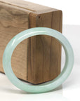 Baikalla Light Apple-Green Jadeite Jade Oval "Half Round" Bangle Bracelet (53mm) 