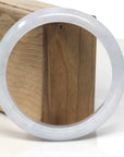 Baikalla White-Grey & Light Green Jadeite Jade "Half Round" Bangle Bracelet (62.2mm) 