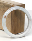 Baikalla Light Green & White W/ SaJin Jadeite Jade "Half Round" Bangle Bracelet (56mm) 