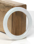 Baikalla  White & Light Green Jadeite Jade "Traditional Full Round" Bangle Bracelet (51.5mm) 