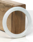 Baikalla  White & Light Green Jadeite Jade "Traditional Full Round" Bangle Bracelet (51.5mm) 