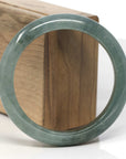 Baikalla Dark Oil-Green Jadeite Jade "Half Round" Bangle Bracelet (58.7mm) 