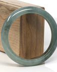 Baikalla Dark Oil-Green Jadeite Jade "Half Round" Bangle Bracelet (58.7mm) 