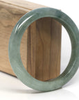 Baikalla Oil-Green Jadeite Jade "Half Round" Bangle Bracelet (59mm) 
