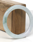 Baikalla Light Green & White Jadeite Jade "Traditional Full Round" Bangle Bracelet (55.7mm) 