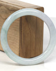 Baikalla Light Green & White Jadeite Jade "Traditional Full Round" Bangle Bracelet (55.7mm) 
