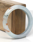Baikalla Light Green & White W/ SaJin Jadeite Jade "Half Round" Bangle Bracelet (56mm) 