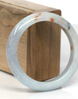 Baikalla Light Green & White W/ SaJin Jadeite Jade "Half Round" Bangle Bracelet (56mm) 