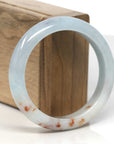 Baikalla Light Green & White W/ SaJin Jadeite Jade "Half Round" Bangle Bracelet (56mm) 