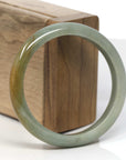 Baikalla Oil-Green W/ Honey-Brown Jadeite Jade "Half Round" Bangle Bracelet (56.8mm) 