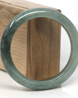 Baikalla Oil-Green Jadeite Jade "Half Round" Bangle Bracelet (58.9mm) 