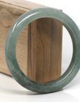 Baikalla Oil-Green Jadeite Jade "Half Round" Bangle Bracelet (58.9mm) 