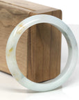 Baikalla Light Blue-Green W/ SaJin Jadeite Jade "Half-Round" Bangle Bracelet (55.5mm) 