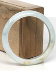 Baikalla Light Blue-Green W/ SaJin Jadeite Jade "Half-Round" Bangle Bracelet (55.5mm) 