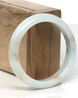 Baikalla Light Blue-Green W/ SaJin Jadeite Jade "Half-Round" Bangle Bracelet (55.5mm) 